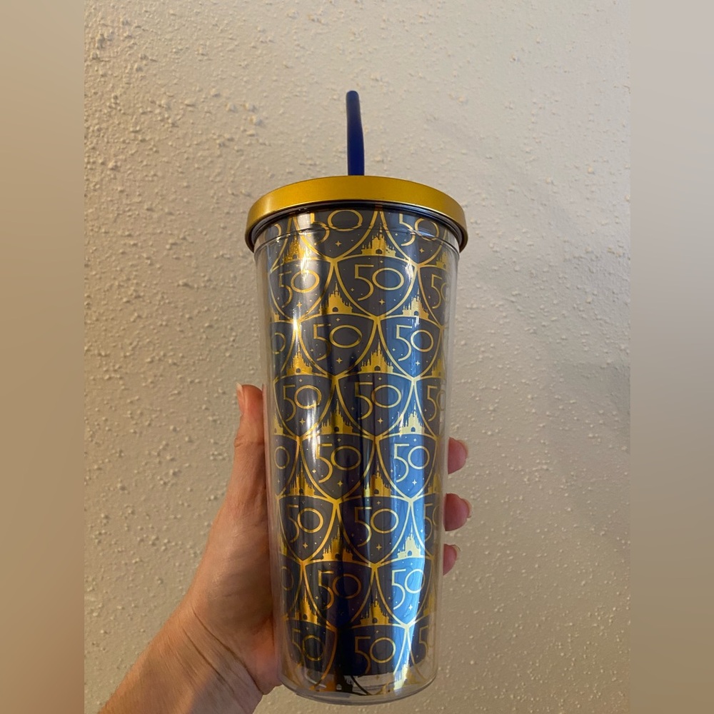 Disney Parks Walt Disney World 50th Anniversary Tumbler with Straw NWT